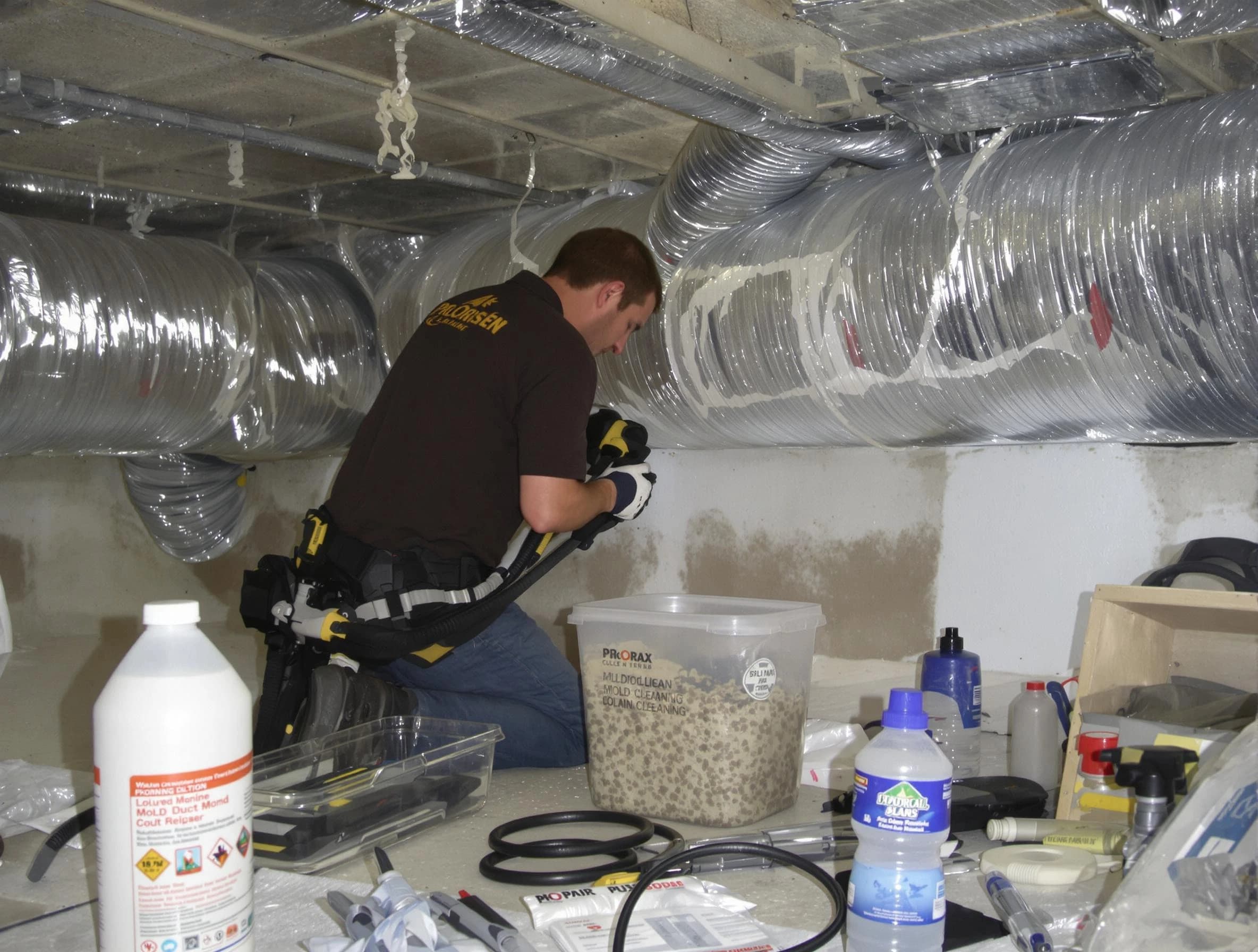 Petersburg Air Duct Cleaning specialist performing professional mold removal from air ducts in Petersburg