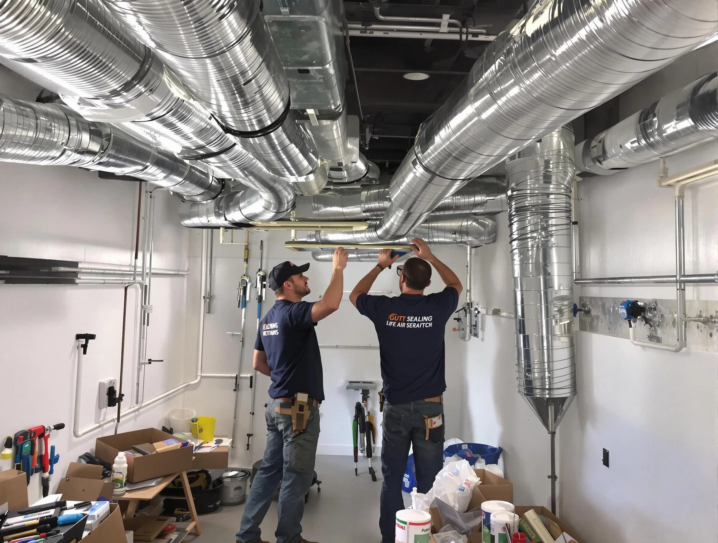 Petersburg Air Duct Cleaning technician applying professional duct sealing solutions in Petersburg