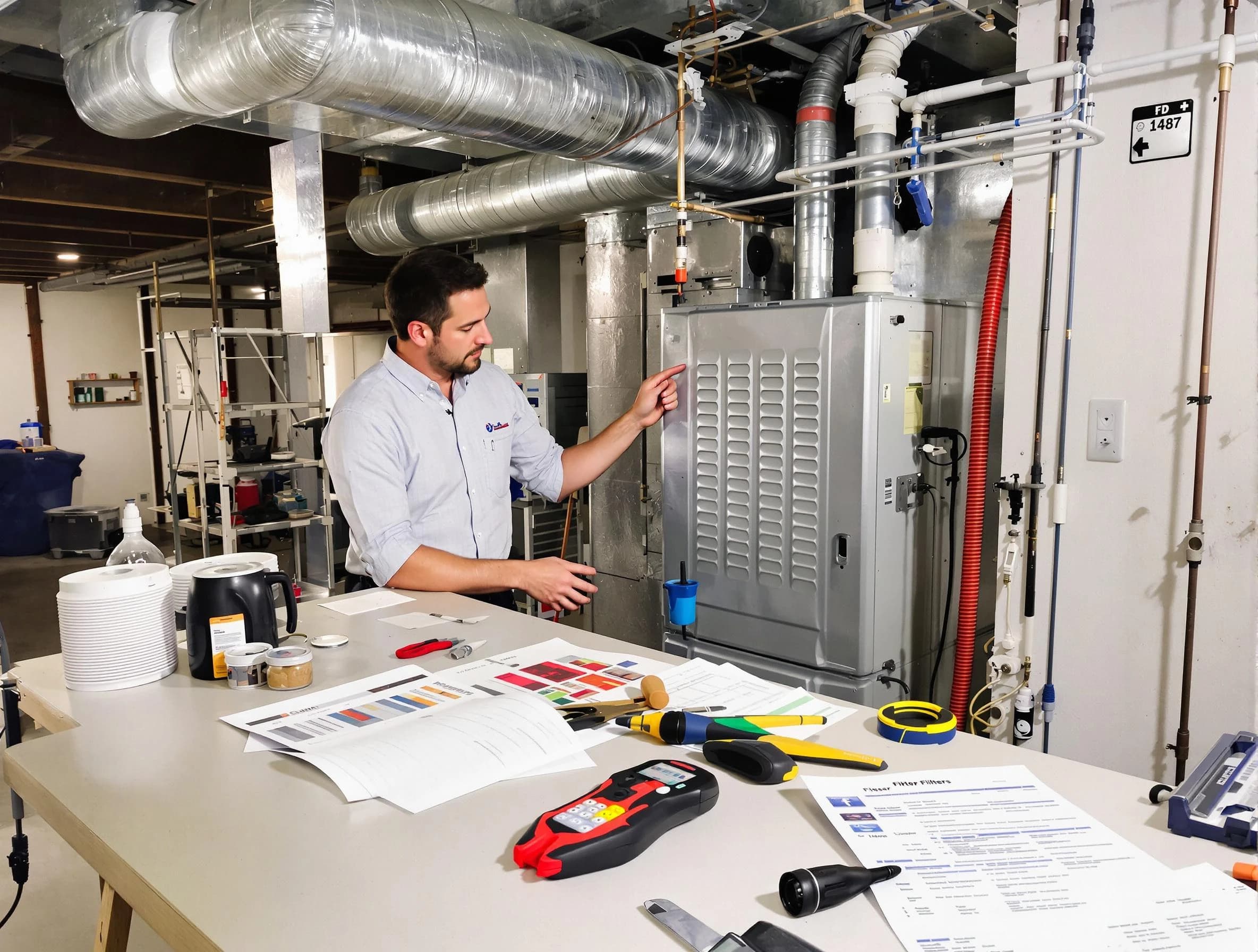 Petersburg Air Duct Cleaning inspector conducting detailed filter system evaluation using professional diagnostic tools in Petersburg