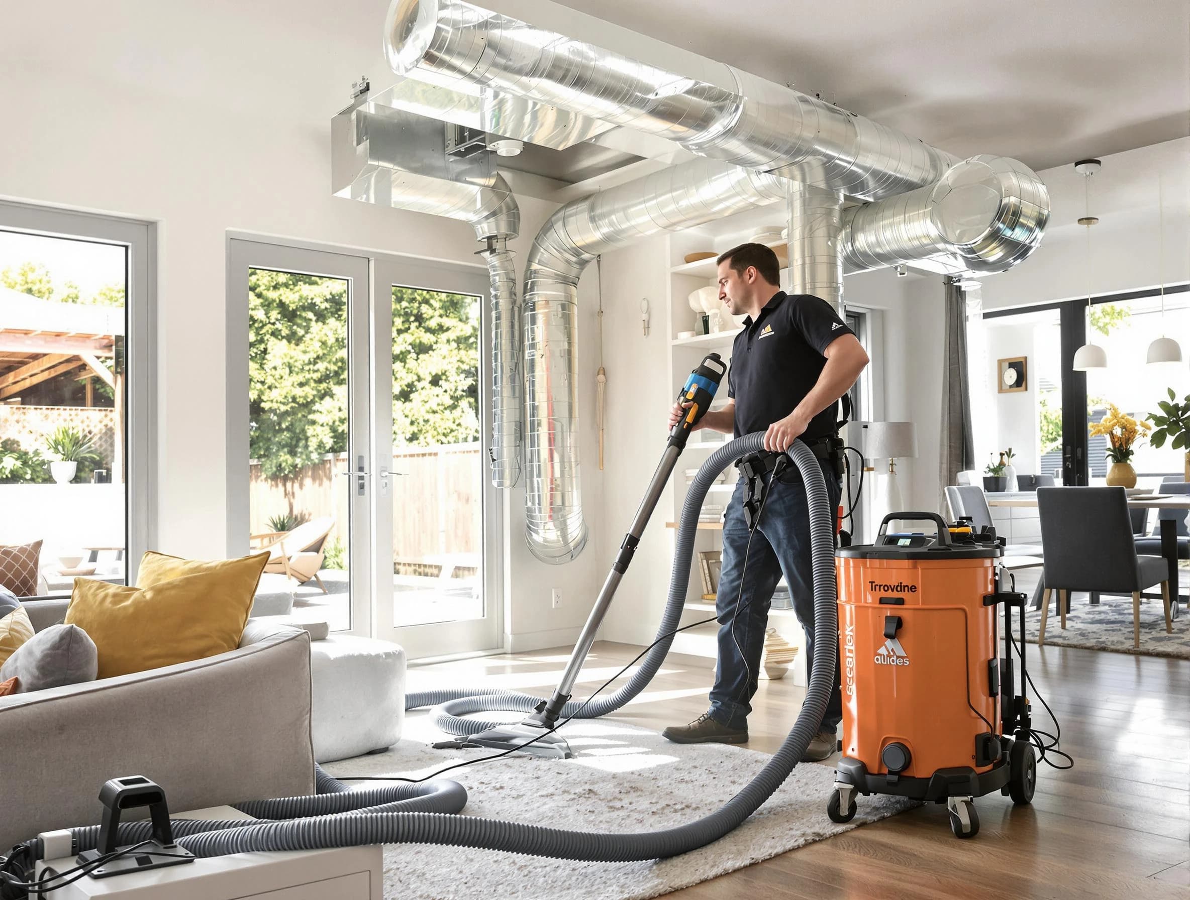 Petersburg Air Duct Cleaning specialist performing thorough residential duct cleaning using advanced equipment in Petersburg