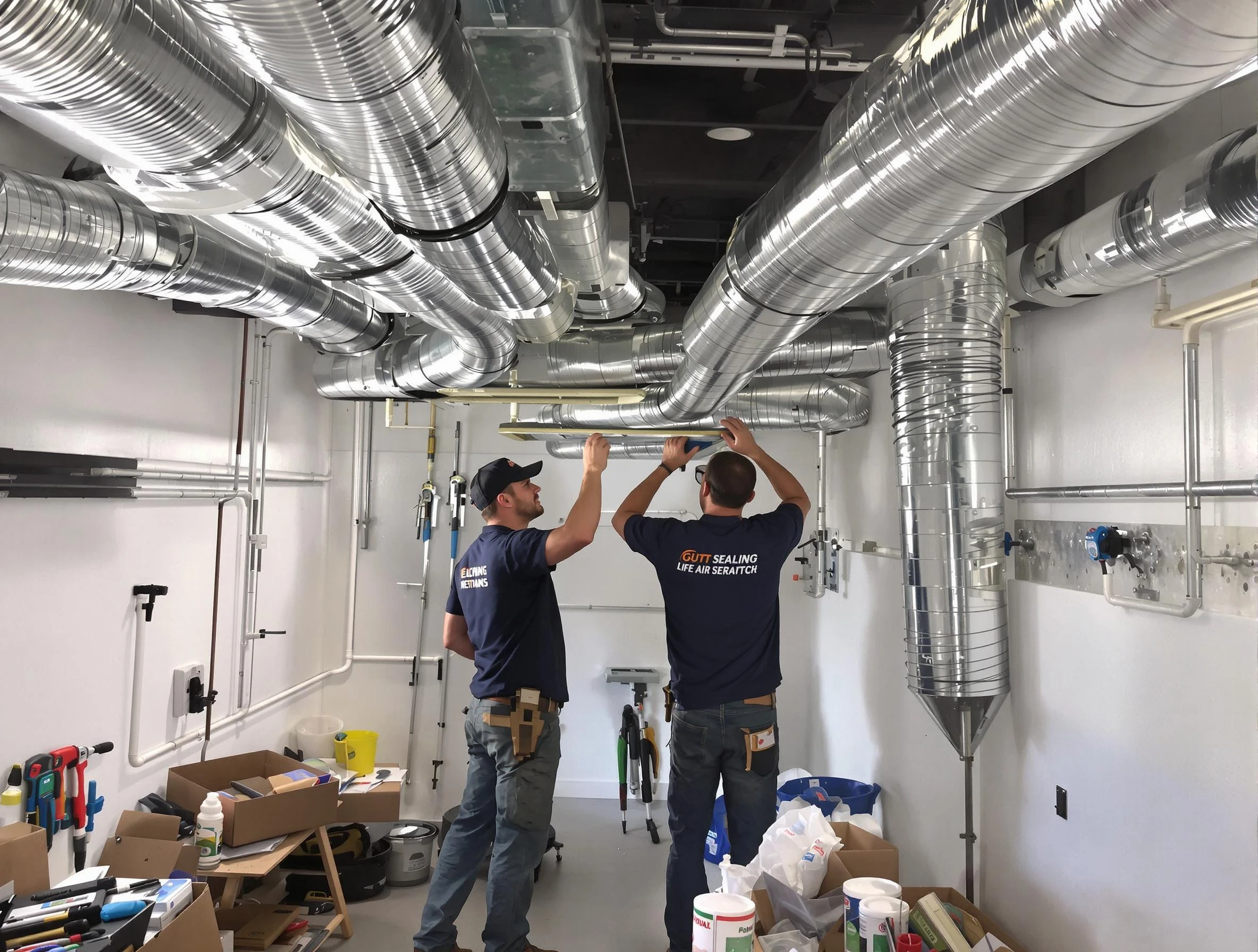 Petersburg Air Duct Cleaning technician applying professional duct sealing solutions in Petersburg