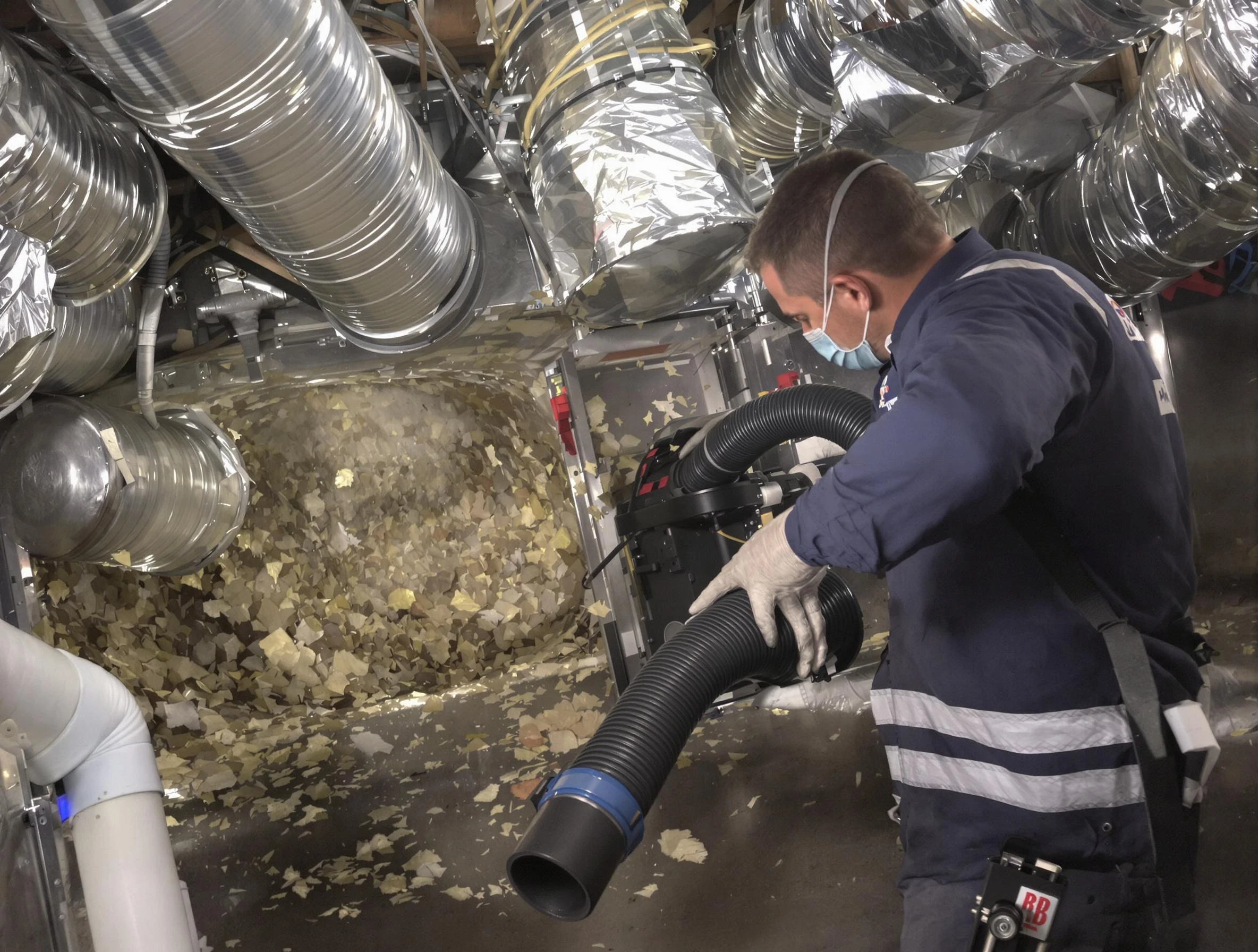 Petersburg Air Duct Cleaning specialist operating negative pressure cleaning equipment for thorough duct maintenance in Petersburg